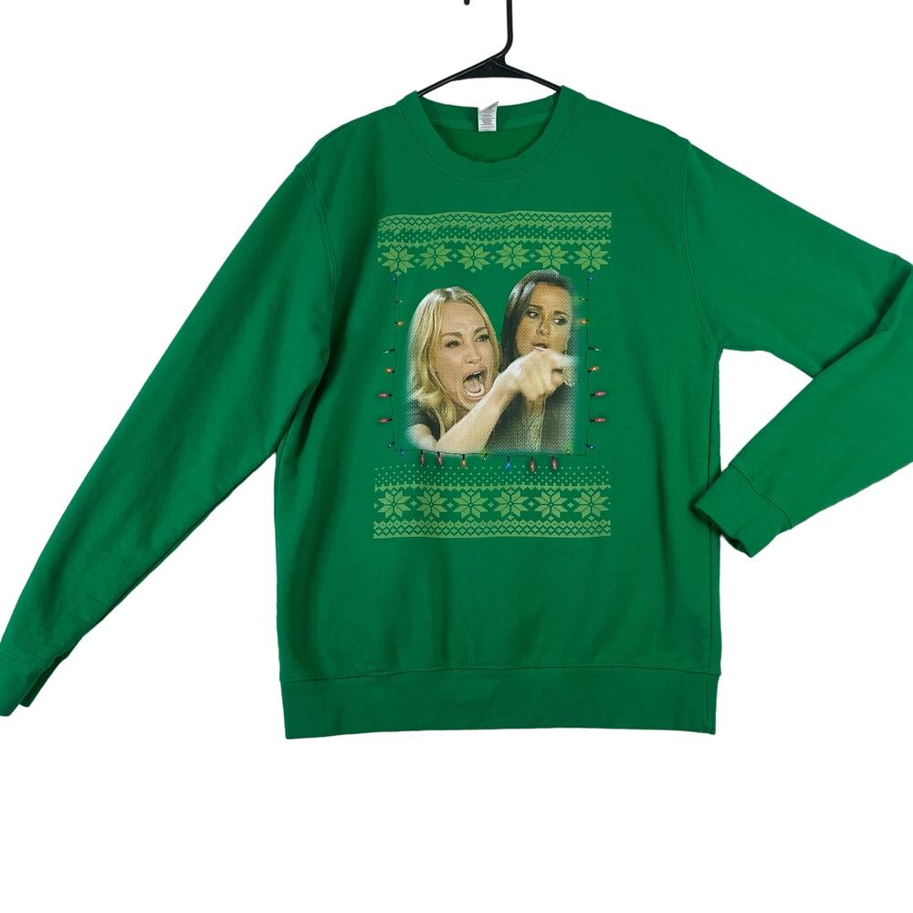 Funny meme Christmas Holiday Ugly Sweater Crewneck Sweatshirt mens medium 0644